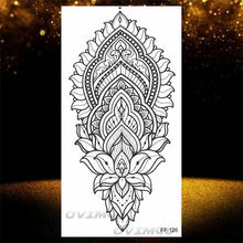 Load image into Gallery viewer, Temporary Lotus Flower Sticker Tattoo Fake Black Elegant Flower Design Women Body Art Fake Arm Tattoo Stickers For Womens
