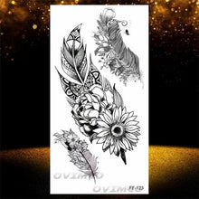 Load image into Gallery viewer, Temporary Lotus Flower Sticker Tattoo Fake Black Elegant Flower Design Women Body Art Fake Arm Tattoo Stickers For Womens
