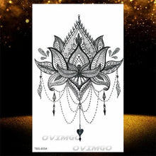 Load image into Gallery viewer, Temporary Lotus Flower Sticker Tattoo Fake Black Elegant Flower Design Women Body Art Fake Arm Tattoo Stickers For Womens
