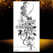 Load image into Gallery viewer, Temporary Lotus Flower Sticker Tattoo Fake Black Elegant Flower Design Women Body Art Fake Arm Tattoo Stickers For Womens
