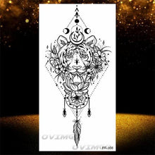 Load image into Gallery viewer, Temporary Lotus Flower Sticker Tattoo Fake Black Elegant Flower Design Women Body Art Fake Arm Tattoo Stickers For Womens
