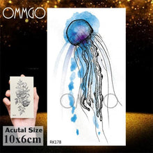 Load image into Gallery viewer, Temporary Tattoos Seahorse Dolphin Sticker Watercolor Custom Body Tattoo For Children Women
