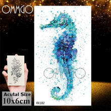 Load image into Gallery viewer, Temporary Tattoos Seahorse Dolphin Sticker Watercolor Custom Body Tattoo For Children Women
