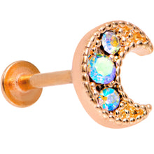 将图片加载到图库查看器，Auora Gem Rose Gold Tone Crescent Moon Cartilage Tragus Earring
