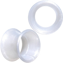 将图片加载到图库查看器，Thin Flexible White Silicone Tunnel Plug Set 6mm to 25mm
