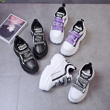 Load image into Gallery viewer, Thick Bottom Chunky Womens Sneakers White Black High Heels Strong Woman Casual Autumn Winter Footwear Casual Everyday Walking Fashionable Sneakers
