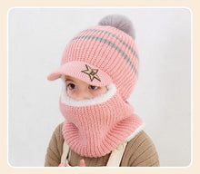 Load image into Gallery viewer, Thick Knitted Acrylic Winter Beanie Hats For Kids Child Outdoor Warm Balaclava Cap Girls Boys Bib Mask Face Cover Hairball Hat  Beanie Cap Mask Scarf Hat Set Outdoor Sport Warm Beanies Hat For Men Knitted Hats Bandana Hiking Camping Kid Neck Warmer Cap
