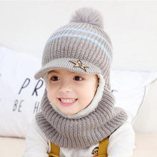 Load image into Gallery viewer, Thick Knitted Acrylic Winter Beanie Hats For Kids Child Outdoor Warm Balaclava Cap Girls Boys Bib Mask Face Cover Hairball Hat  Beanie Cap Mask Scarf Hat Set Outdoor Sport Warm Beanies Hat For Men Knitted Hats Bandana Hiking Camping Kid Neck Warmer Cap
