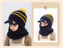 Load image into Gallery viewer, Thick Knitted Acrylic Winter Beanie Hats For Kids Child Outdoor Warm Balaclava Cap Girls Boys Bib Mask Face Cover Hairball Hat  Beanie Cap Mask Scarf Hat Set Outdoor Sport Warm Beanies Hat For Men Knitted Hats Bandana Hiking Camping Kid Neck Warmer Cap
