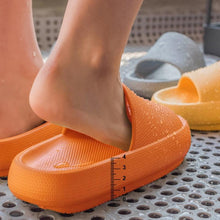 将图片加载到图库查看器，Thick Platform Bathroom Home Slippers Women Fashion Soft Sole EVA Indoor Slides Woman Sandals Summer Non-slip Flip Flops Quick Drying Open Toe Super Soft Comfy Thick Sole Home House Cloud Cushion Sandals For Indoor And Outdoor Platform Shoes

