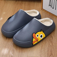 将图片加载到图库查看器，Thick Platform Winter Women Waterproof Non-Slip Home Rubber Slippers Warm Indoor Fur Cotton Women's Cozy Memory Foam Closed Back Slippers Wool-Like Blend Cotton House Shoes
