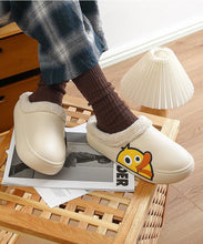 将图片加载到图库查看器，Thick Platform Winter Women Waterproof Non-Slip Home Rubber Slippers Warm Indoor Fur Cotton Women's Cozy Memory Foam Closed Back Slippers Wool-Like Blend Cotton House Shoes
