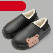 将图片加载到图库查看器，Thick Platform Winter Women Waterproof Non-Slip Home Rubber Slippers Warm Indoor Fur Cotton Women's Cozy Memory Foam Closed Back Slippers Wool-Like Blend Cotton House Shoes
