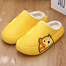 将图片加载到图库查看器，Thick Platform Winter Women Waterproof Non-Slip Home Rubber Slippers Warm Indoor Fur Cotton Women's Cozy Memory Foam Closed Back Slippers Wool-Like Blend Cotton House Shoes

