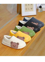 将图片加载到图库查看器，Thick Platform Winter Women Waterproof Non-Slip Home Rubber Slippers Warm Indoor Fur Cotton Women's Cozy Memory Foam Closed Back Slippers Wool-Like Blend Cotton House Shoes
