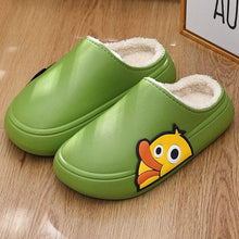 将图片加载到图库查看器，Thick Platform Winter Women Waterproof Non-Slip Home Rubber Slippers Warm Indoor Fur Cotton Women's Cozy Memory Foam Closed Back Slippers Wool-Like Blend Cotton House Shoes
