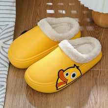 将图片加载到图库查看器，Thick Platform Winter Women Waterproof Non-Slip Home Rubber Slippers Warm Indoor Fur Cotton Women's Cozy Memory Foam Closed Back Slippers Wool-Like Blend Cotton House Shoes
