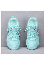 Load image into Gallery viewer, Thick Womens White Sneakers Fashion Shoes Blue Orange Mesh Casual Woman Trainers Lace-Up Platform Sneakers Low Top Trainers Lace Up Platform Sneakers Casual Leather Walking Flatform Sneakers
