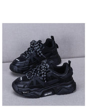 Load image into Gallery viewer, Thick Womens White Sneakers Fashion Shoes Blue Orange Mesh Casual Woman Trainers Lace-Up Platform Sneakers Low Top Trainers Lace Up Platform Sneakers Casual Leather Walking Flatform Sneakers

