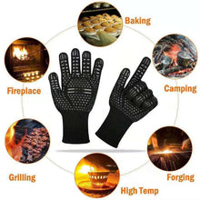 将图片加载到图库查看器，Thickened BBQ Gloves High Temperature Oven Gloves 500 800 Degrees Fire Resistant BBQ Heat Insulated Microwave Gloves Heat Insulation Gloves for BBQ Cooking Heat Resistant Grill Gloves Insulated Durable Fireproof For Cooking Grilling BBQ
