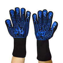 将图片加载到图库查看器，Thickened BBQ Gloves High Temperature Oven Gloves 500 800 Degrees Fire Resistant BBQ Heat Insulated Microwave Gloves Heat Insulation Gloves for BBQ Cooking Heat Resistant Grill Gloves Insulated Durable Fireproof For Cooking Grilling BBQ
