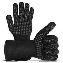 将图片加载到图库查看器，Thickened BBQ Gloves High Temperature Oven Gloves 500 800 Degrees Fire Resistant BBQ Heat Insulated Microwave Gloves Heat Insulation Gloves for BBQ Cooking Heat Resistant Grill Gloves Insulated Durable Fireproof For Cooking Grilling BBQ
