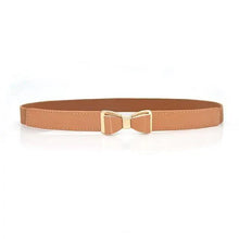 将图片加载到图库查看器，Thin Elastic Stretch Women Buckle Skinny Fashion Belts Metal Leaf Buckle Design Belts For Ladies
