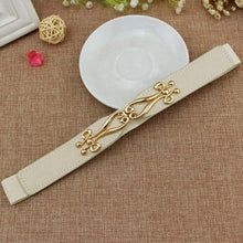 将图片加载到图库查看器，Thin Elastic Stretch Women Buckle Skinny Fashion Belts Metal Leaf Buckle Design Belts For Ladies
