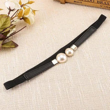 将图片加载到图库查看器，Thin Elastic Stretch Women Buckle Skinny Fashion Belts Metal Leaf Buckle Design Belts For Ladies
