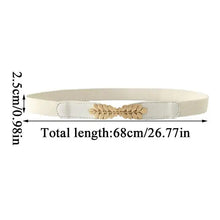 将图片加载到图库查看器，Thin Elastic Stretch Women Buckle Skinny Fashion Belts Metal Leaf Buckle Design Belts For Ladies
