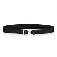 将图片加载到图库查看器，Thin Elastic Stretch Women Buckle Skinny Fashion Belts Metal Leaf Buckle Design Belts For Ladies
