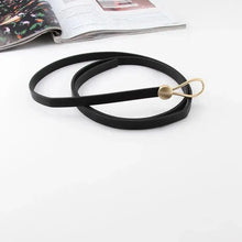 Load image into Gallery viewer, Thin Golden Buckle PU Leather Strap Belts For Women Casual Dress Luxurious Ladies Waist Belt
