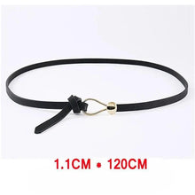 Load image into Gallery viewer, Thin Golden Buckle PU Leather Strap Belts For Women Casual Dress Luxurious Ladies Waist Belt
