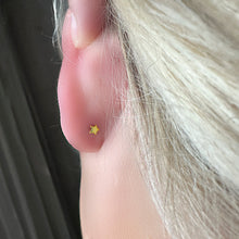 Load image into Gallery viewer, Gold Medical Grade Titanium Flat Back Earring 18G 3mm CZ Reversible Star
