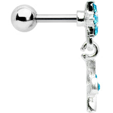 Load image into Gallery viewer, 16G 1/4 Aqua Gem  Flower Dangle Cartilage Tragus Earring
