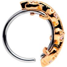 Load image into Gallery viewer, 18G Clear CZ Gem Rose Gold Tone Leafy Seamless Circular Ring
