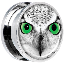 Load image into Gallery viewer, Black White Owl Steel Screw Fit Plug Set 18mm
