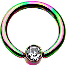 Load image into Gallery viewer, 16G 5/16 Clear Gem 3mm Disc Rainbow IP BCR Captive Ring
