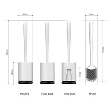 Load image into Gallery viewer, Toilet Brush and Holder Set No Dead Corners Wall-Mounted Toilet Brush Bathroom Accessories Set Toilet Brush And Bracket Set Non Slip Long Handle Soft Silicone Bristles Flexible Toilet Brush Head Wall-Mounted Drip-Proof

