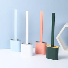 将图片加载到图库查看器，Toilet Brush Toilet Holder Set For Bathroom Flexible Soft Bristles Brushes With Drying Holder Set Bathroom Accessories Toilet Brush Set, Silicone Toilet Brush With Holder Wall Mounted With Toilet Bowl Brush And Holder Bendable Brush Head Holder Quickly
