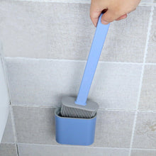 将图片加载到图库查看器，Toilet Brush Toilet Holder Set For Bathroom Flexible Soft Bristles Brushes With Drying Holder Set Bathroom Accessories Toilet Brush Set, Silicone Toilet Brush With Holder Wall Mounted With Toilet Bowl Brush And Holder Bendable Brush Head Holder Quickly
