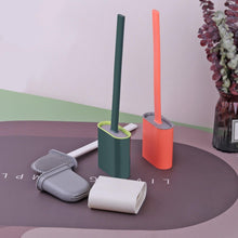 将图片加载到图库查看器，Toilet Brush Toilet Holder Set For Bathroom Flexible Soft Bristles Brushes With Drying Holder Set Bathroom Accessories Toilet Brush Set, Silicone Toilet Brush With Holder Wall Mounted With Toilet Bowl Brush And Holder Bendable Brush Head Holder Quickly
