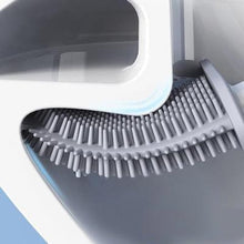 将图片加载到图库查看器，Toilet Brush Toilet Holder Set For Bathroom Flexible Soft Bristles Brushes With Drying Holder Set Bathroom Accessories Toilet Brush Set, Silicone Toilet Brush With Holder Wall Mounted With Toilet Bowl Brush And Holder Bendable Brush Head Holder Quickly
