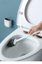 Load image into Gallery viewer, Toilet Brush With Holder Set Long Handled Flex Rubber Silicone Drain Cleaner Brush Wall Mounted Bathroom Accessories Wall Toilet Brush And Holder Set Flexible Toilet Bowl Cleaner Brush With Silicone Bristles Bendable Brush Head To Clean Toilet
