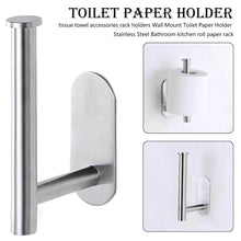 Load image into Gallery viewer, Toilet Paper Holder Bathroom Accessories Stainless Steel Bathroom Kitchen Wall Mounted Roll Paper Rack Tissue Towel Rack Holders Adhesive Toilet Paper Holder Stainless Steel Toilet Tissue Roll Holder Sticky Hand Towel Hanger No Drilling
