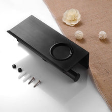 将图片加载到图库查看器，Toilet Paper Holder Phone Bathroom Roll Holder Aluminum Paper Holder with Shelf Black Double Paper Towel Holder Wall Mount Tissue Roll Hanger With Storage Shelf Space Aluminum Self Adhesive With Glue Wall Mount With Screws
