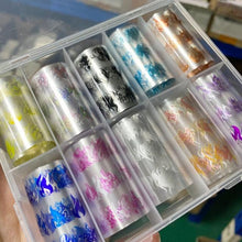 Load image into Gallery viewer, Tortoiseshell Amber Nails Tortoise Shell Nail Art Foil Transfer Decals Wraps Tips Nail Manicure Decorations Leopard Nail Foil Transfer Stickers Leopard Snake Laser Gold Design Nail Foil Decals Art Sticker for Women Manicure Tips
