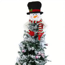 Load image into Gallery viewer, Traditional Wool Festive Christmas Tree Top Star and Snowman Decoration

