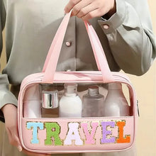 Load image into Gallery viewer, Transparent Letter Pattern Makeup Bag with Handle

