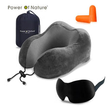 将图片加载到图库查看器，Travel Pillow U Shaped Memory Foam Neck Pillows Neck Cervical Airplane Pillow Healthcare Bedding Free Eye Mask and Earplugs Neck Support Pillow Headrest Travel Folding Slow Rebound Journey Trip Cushion Memory Foam Travel Pillow Neck Pillow
